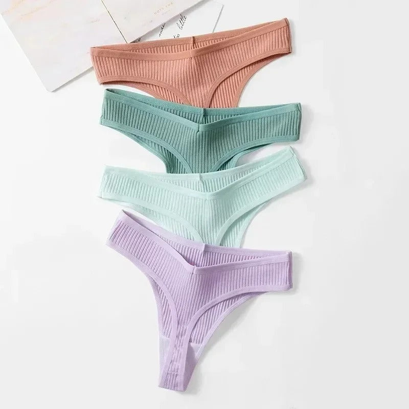 Orchard Cotton Striped Thong Panty 10-Pack