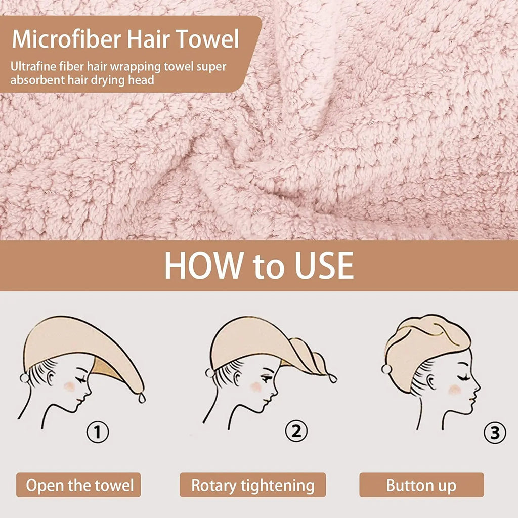 Hair Bear Microfiber Button-Up Hair Towel